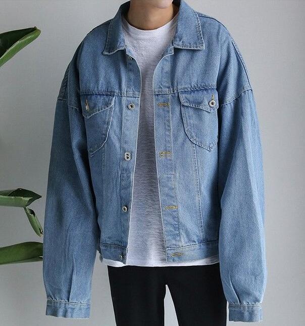 Harajuku Style Loose Denim Jacket for Men