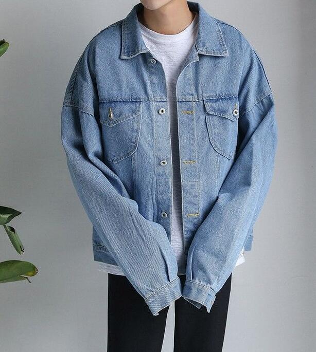 Harajuku Style Loose Denim Jacket for Men